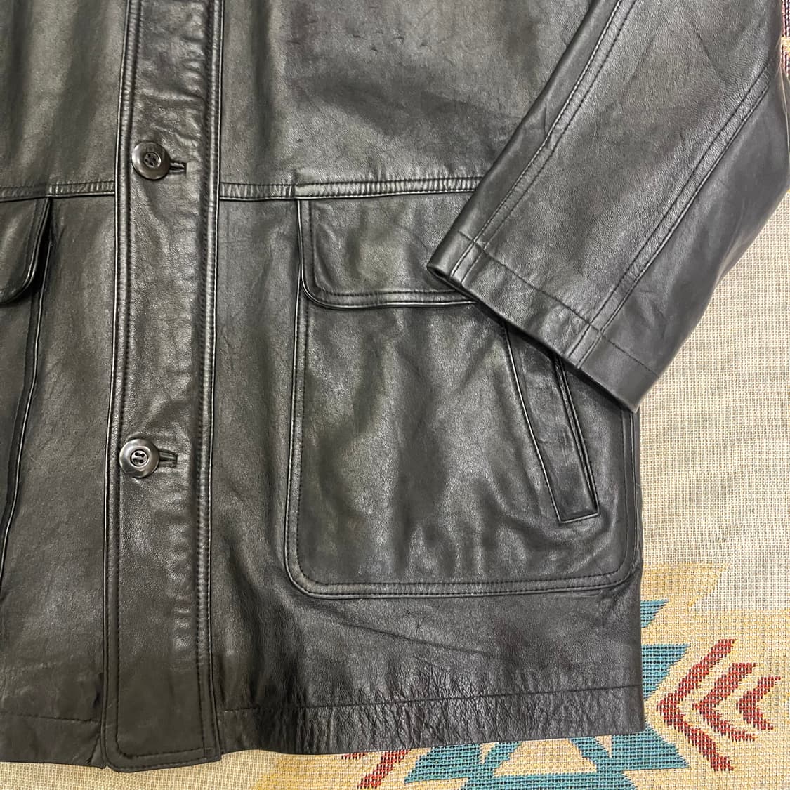 90's 레더 카코트 상품이미지4