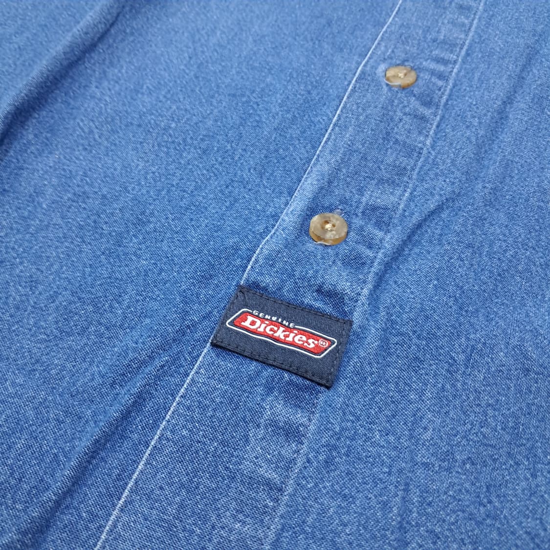 CL679 XL 디키즈 90s 코튼 버튼다운 중청 데님셔츠 남방 상품이미지5