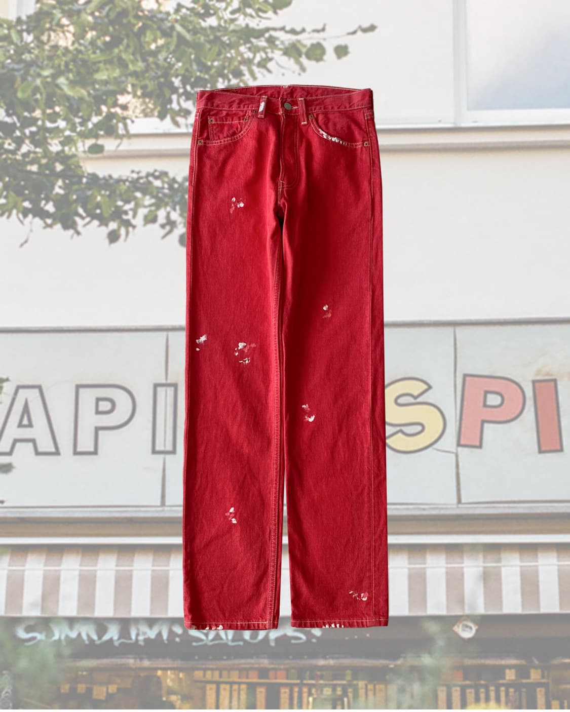 리바이스 501  페인팅 레드 데님 팬츠 상품이미지1