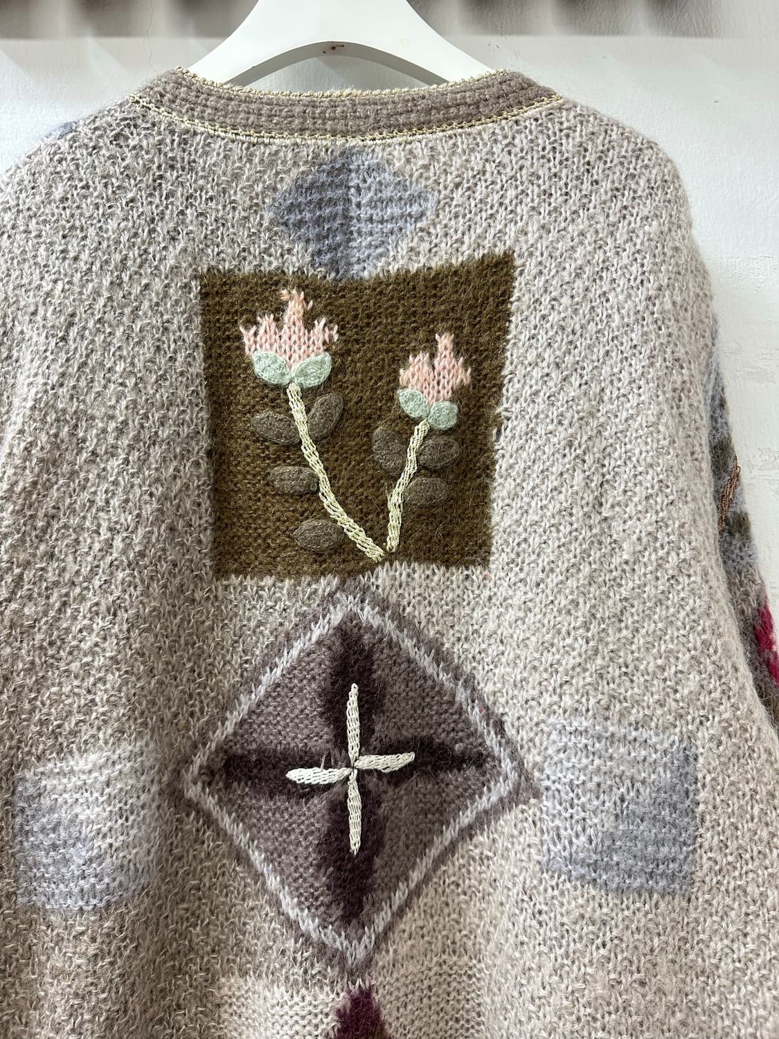 일본빈티지 모티브 뜨개 입체 패치 자수 스웨터 상품이미지6