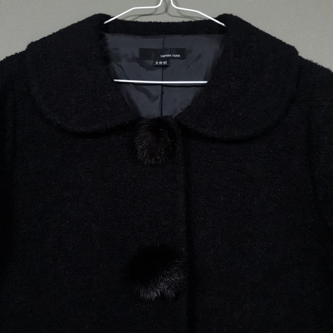 carries note 라운드 카라 폼폼 버튼 울 모 숏 코트 자켓 블랙 상품이미지2