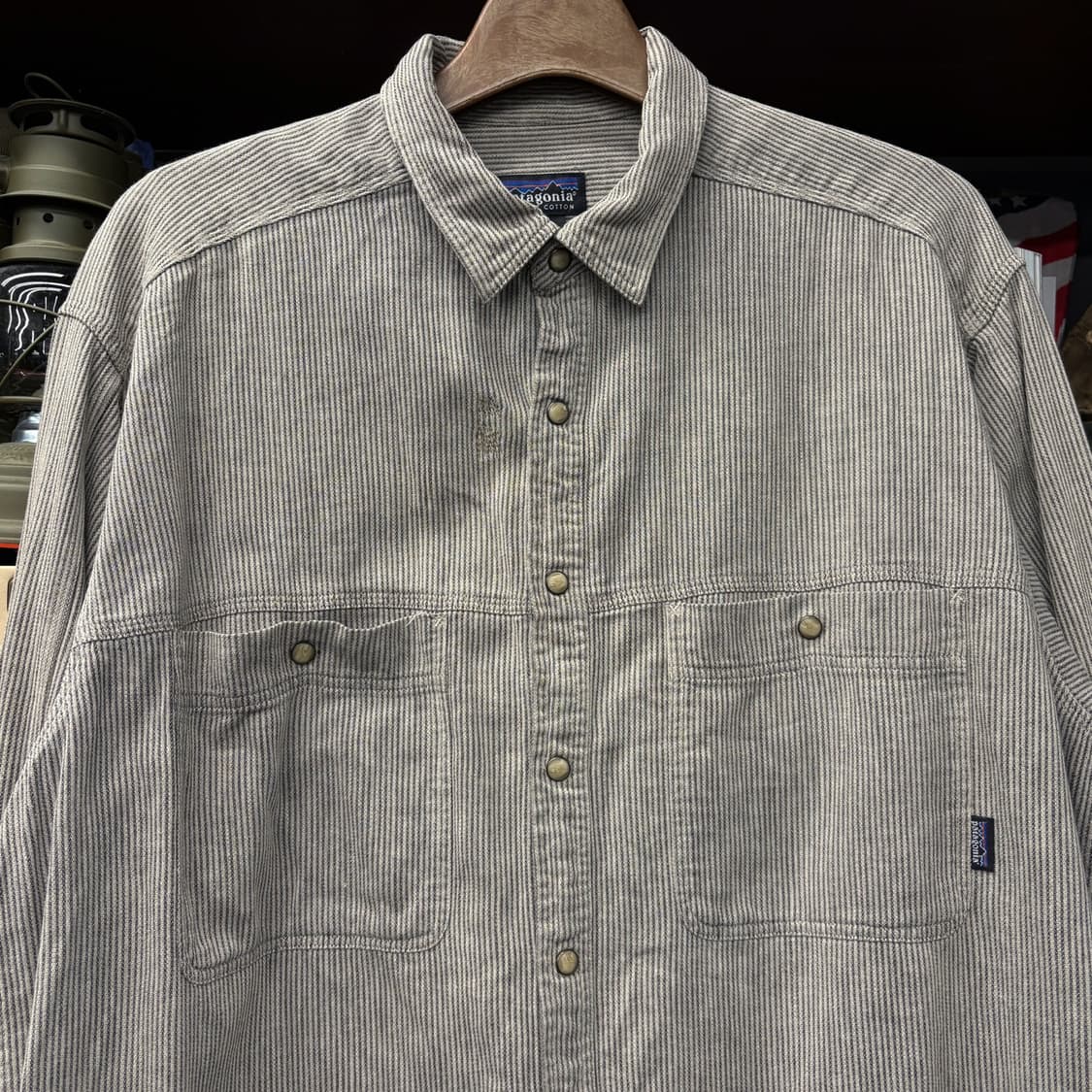 90s 파타고니아 오가닉 코튼 스트라이프 워크셔츠 N177 상품이미지3