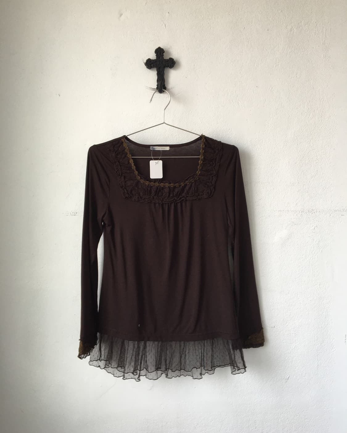 Axes femme lace trimming sleeve 상품이미지2