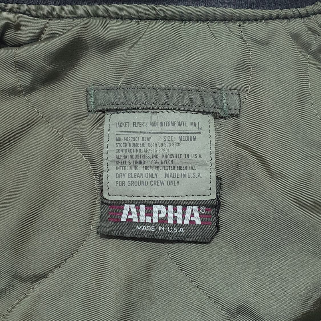 알파 90s ma-1 그라운드크루 m(105) usa made 상품이미지10