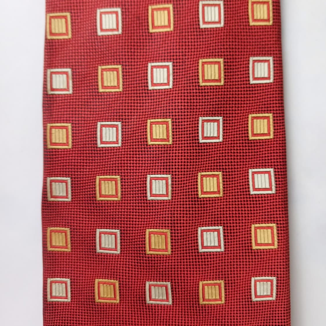 발렌티노 실크 레드 기하 패턴 넥타이 9.5cm A+~A등급 E734 상품이미지5