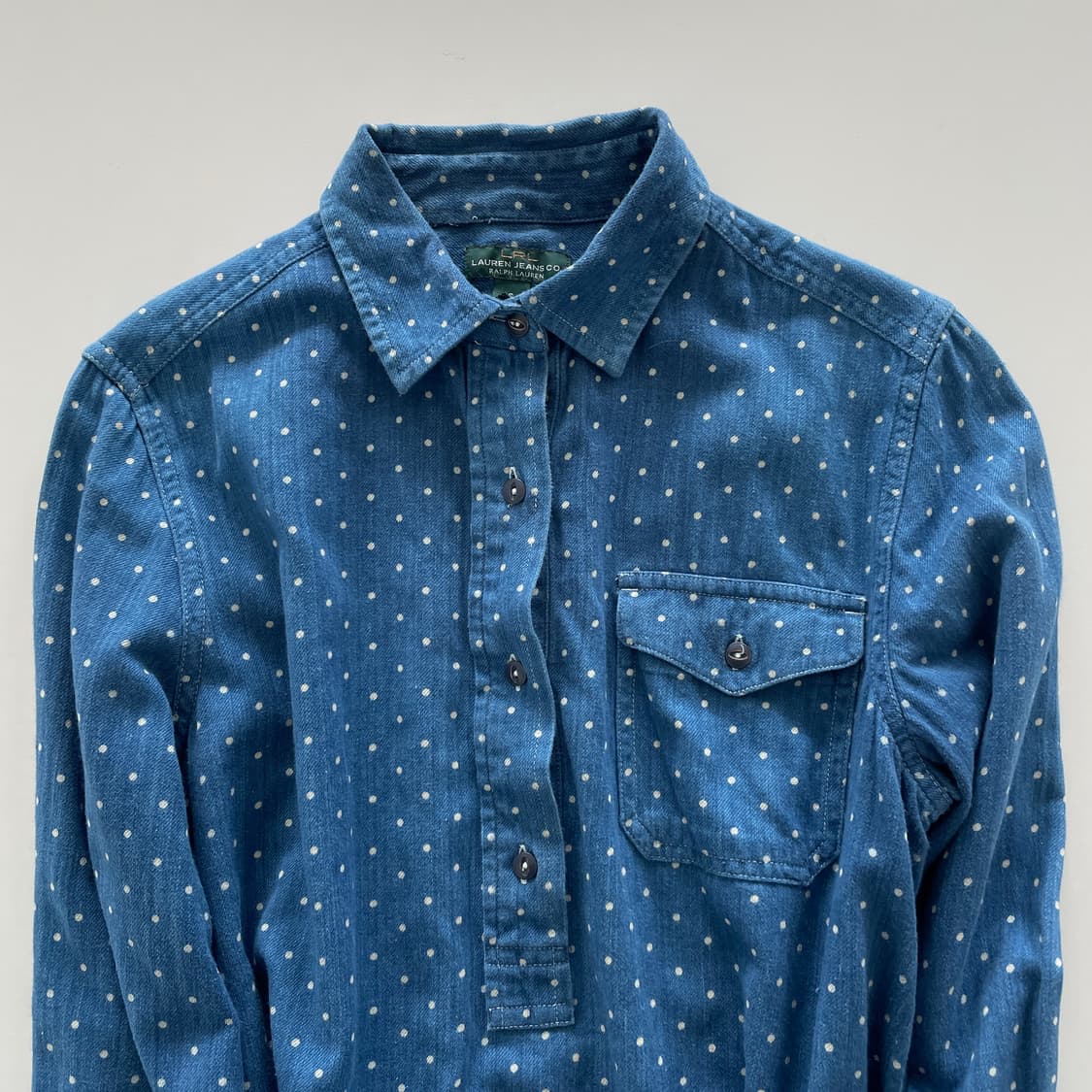 랄프로렌 도트 데님 롱 셔츠 페어리 모리 상품이미지1