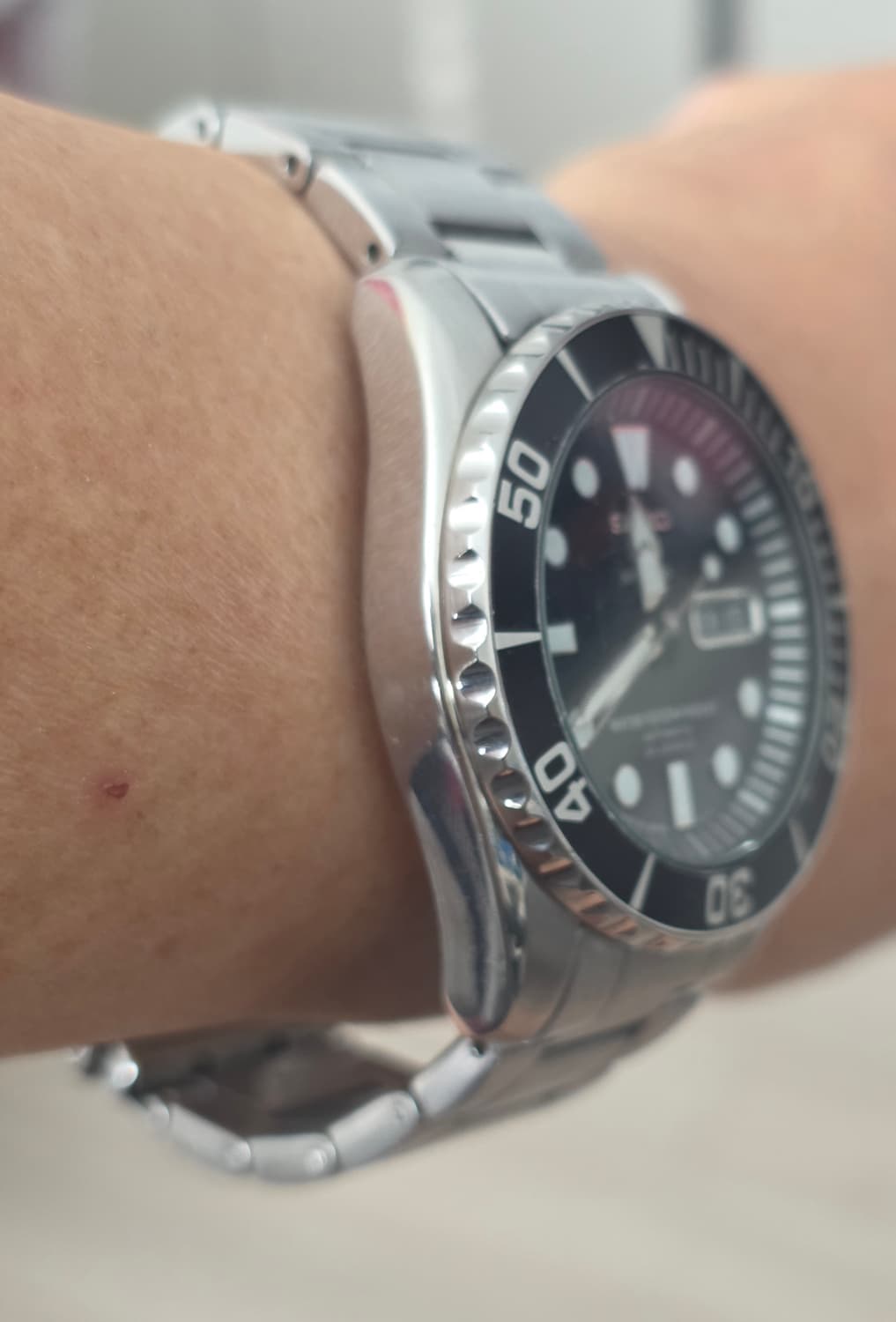 세이코 (SEIKO) 베이비스모 다이버 블랙 오토메틱 스켈레톤 백 시계 상품이미지3