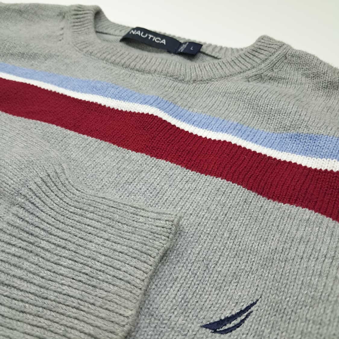 CL269 XL 노티카 90s 코튼 멀티스트라이프 그레이 니트 스웨터 상품이미지4