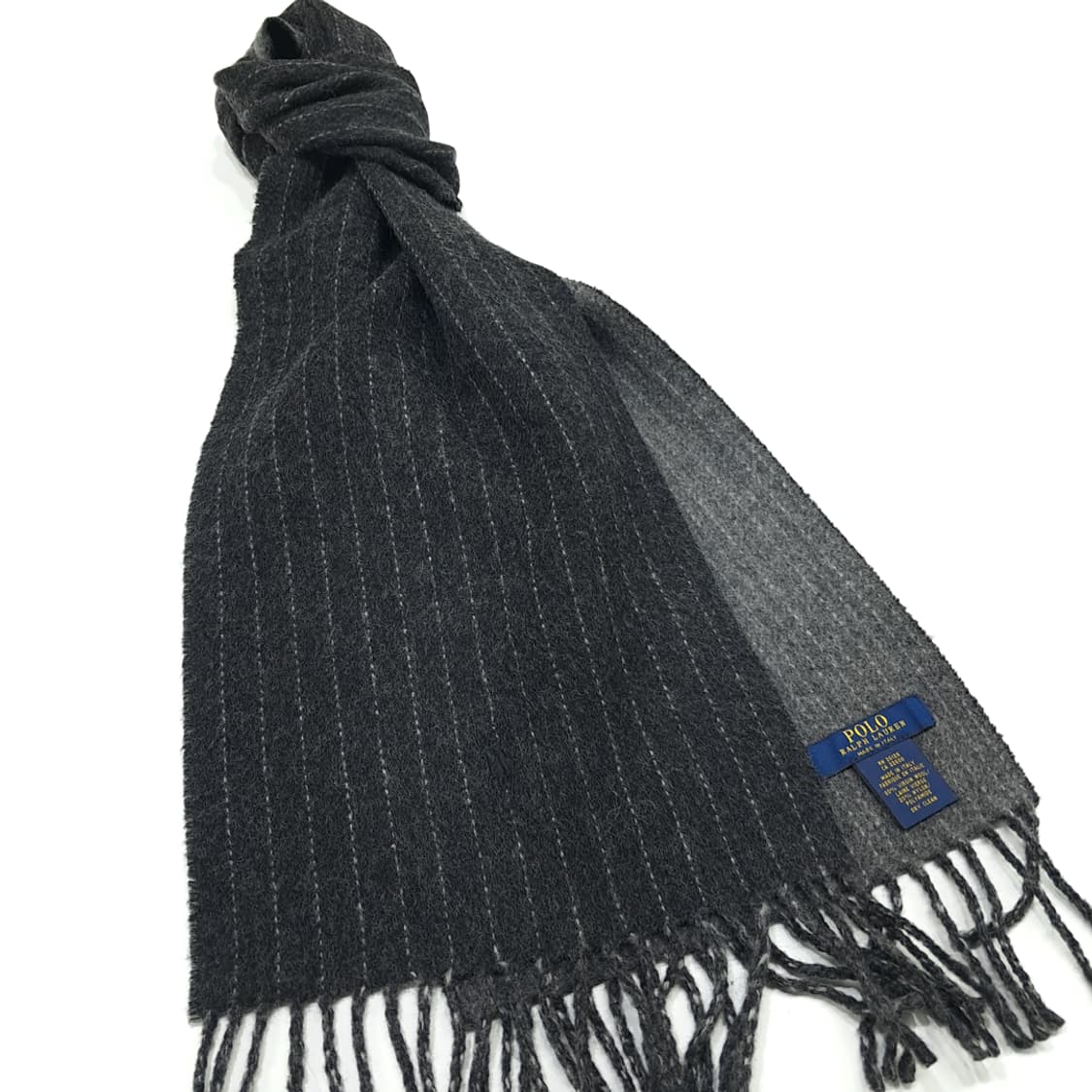 MX251 폴로 랄프로렌 그레이 스트라이프 양면 버진울 목도리 머플러 상품이미지3
