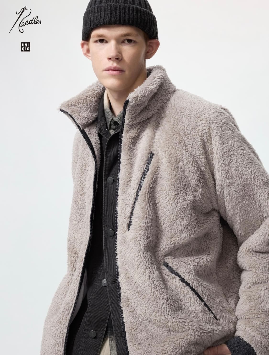 [S] 유니클로 니들스 후리스 풀집 재킷 베이지 상품이미지1