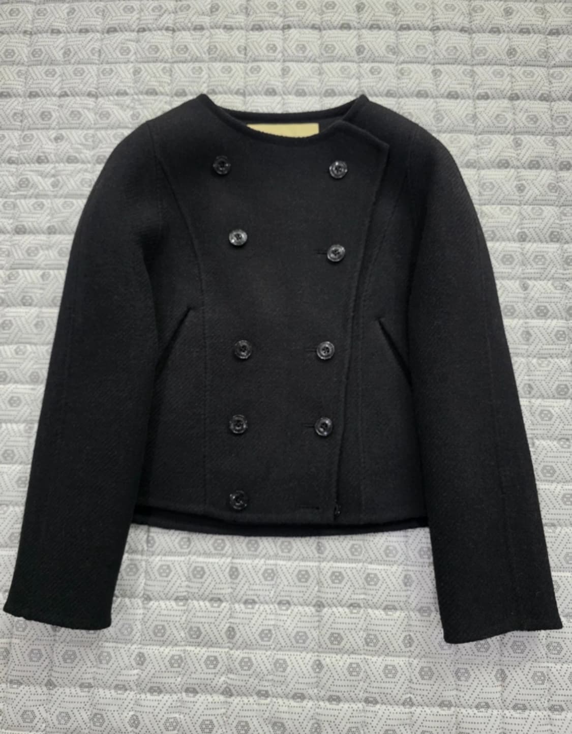 타임 울 100% 블랙 더블버튼 숏코트 ~55 상품이미지5