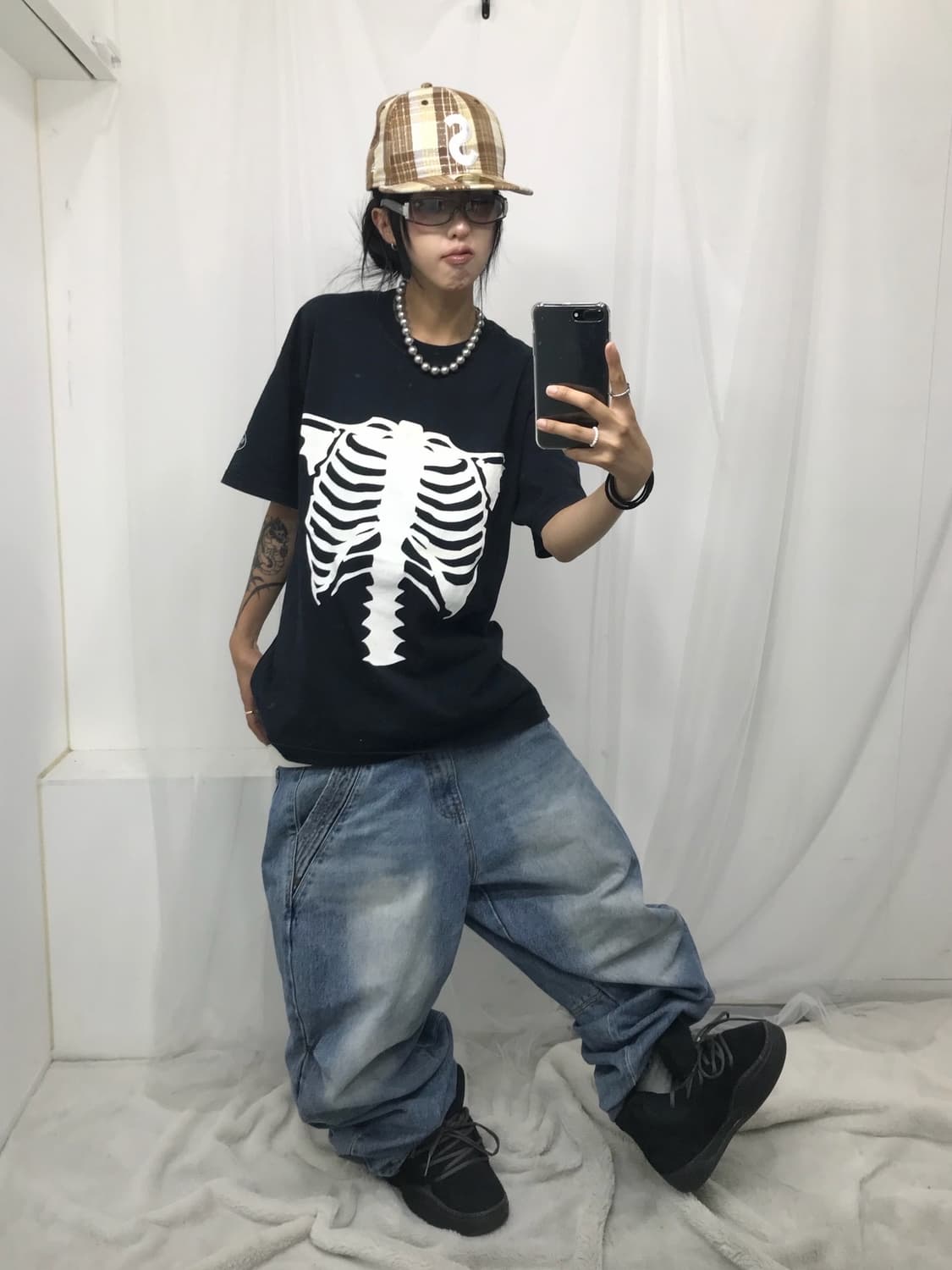 < Vanson Leathers Bone Printing T-shirt  상품이미지3