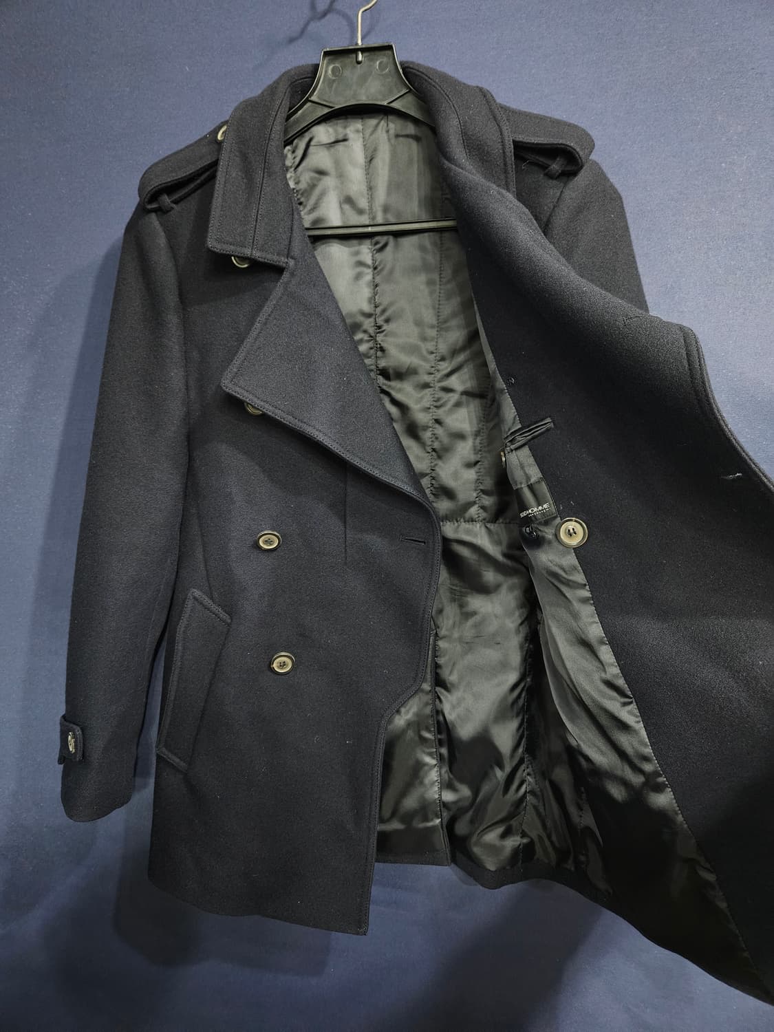 솔리드옴므 우영미 네이비컬러 남성 슬림핏 95 더블 반코트  상품이미지8