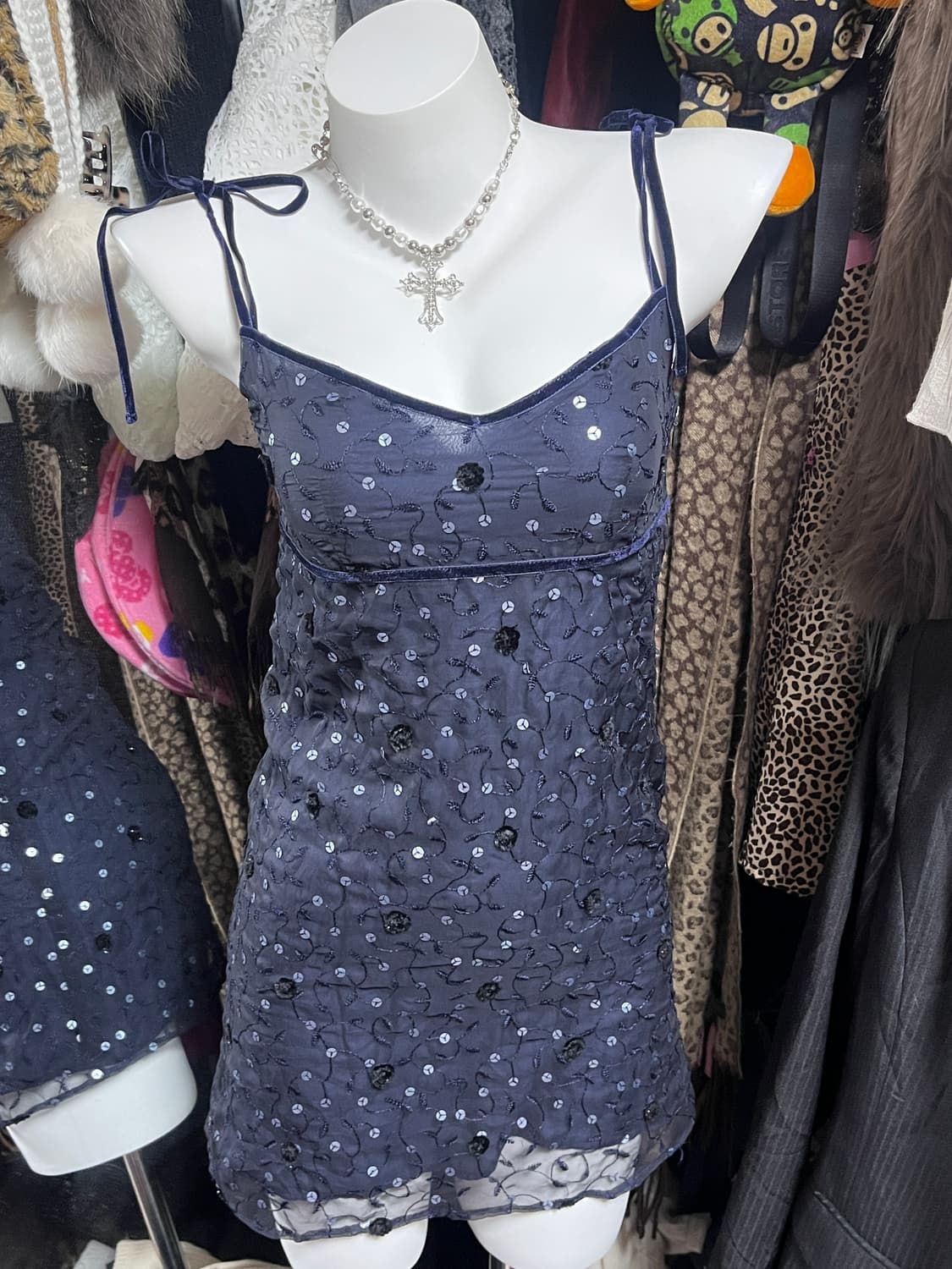 y2k 글리터 리본 슬립 원피스 상품이미지2