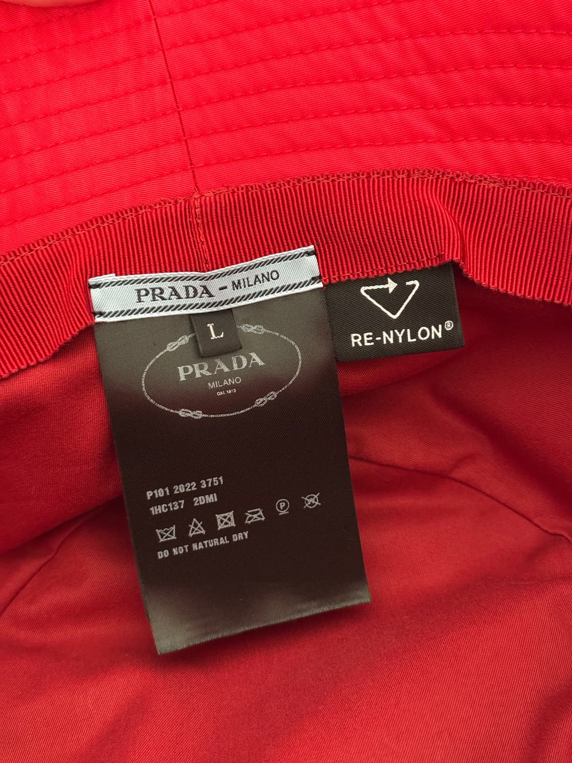 프라다 리나일론 버킷햇 레드 L (새상품) 상품이미지2