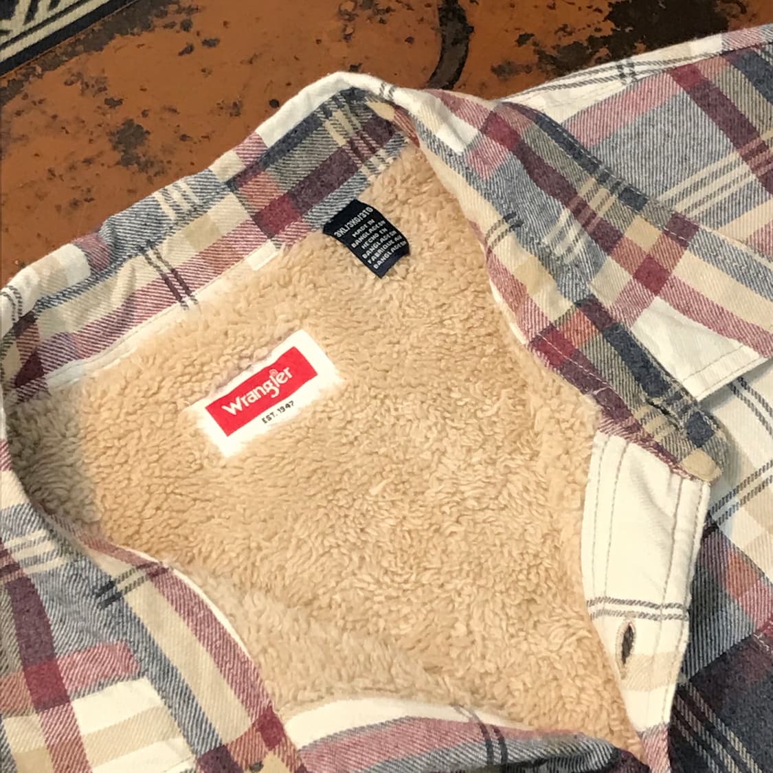 랭글러 아이버리 플란넬 체크 양털 셰르파 자켓 남성 120 빅사이즈 상품이미지4