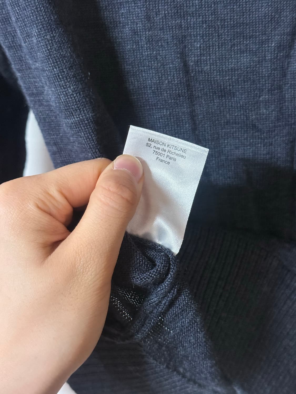 정품 메종키츠네 폭스헤드 울 네이비 가디건 상품이미지7