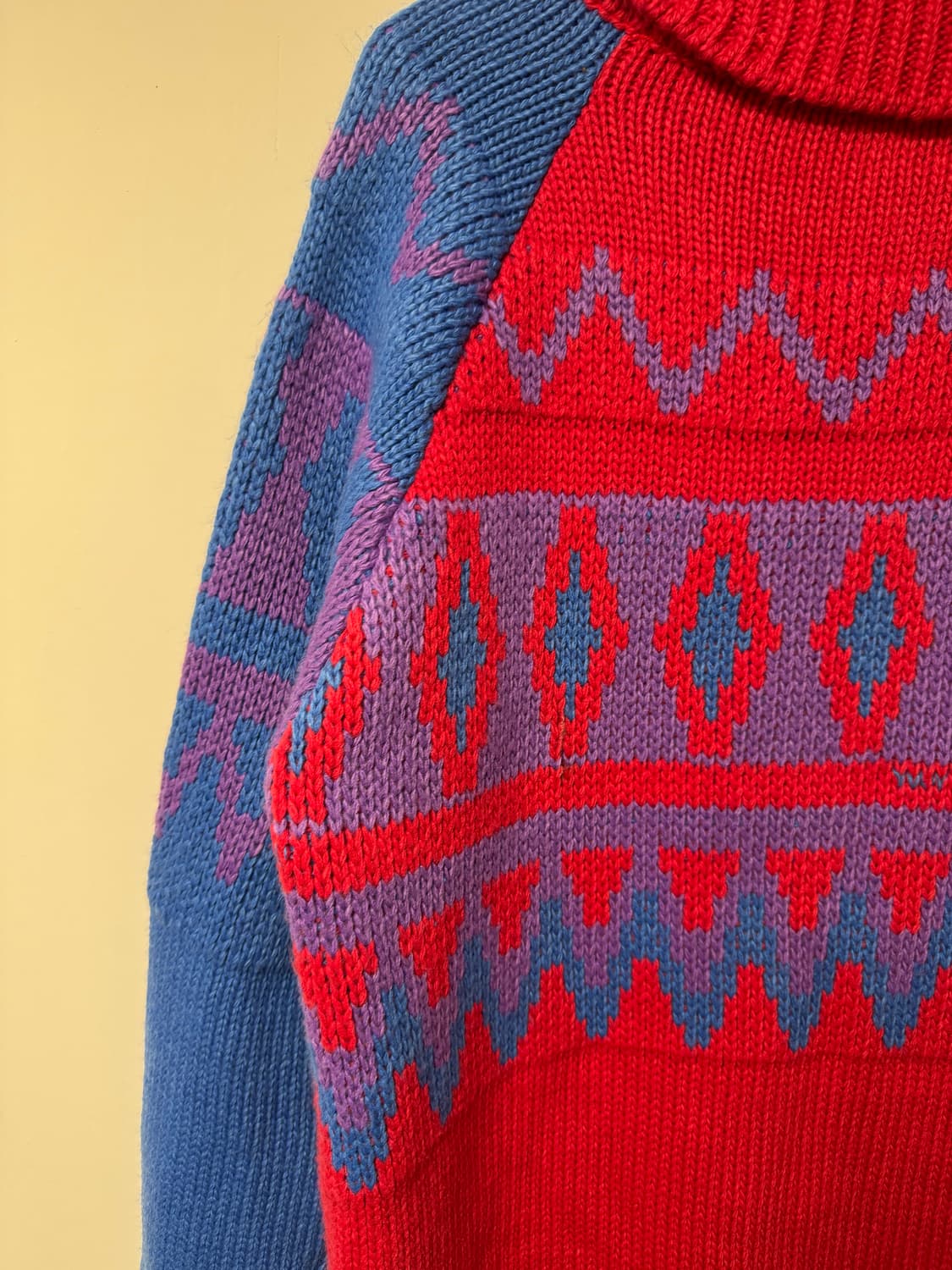 빈티지 컬러풀 노르딕 배색 패턴 오버핏 니트 집업 가디건 F 상품이미지8