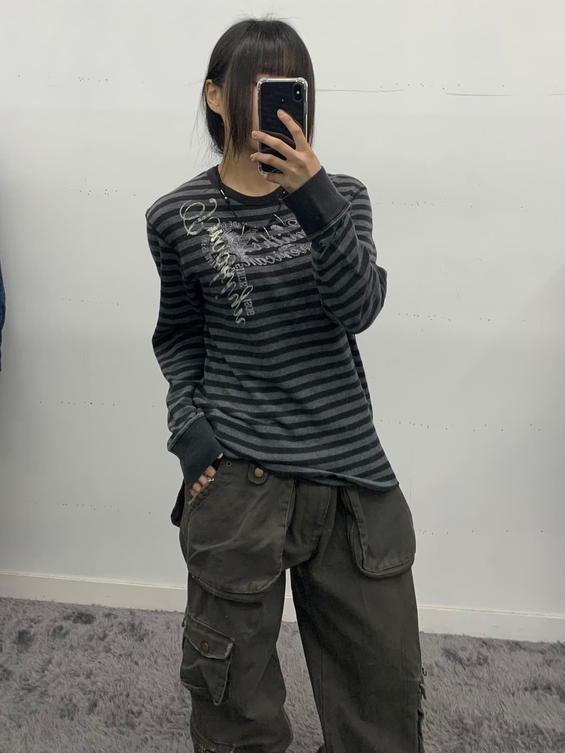 펑크 프린팅 스트라이프 롱슬리브 상품이미지1