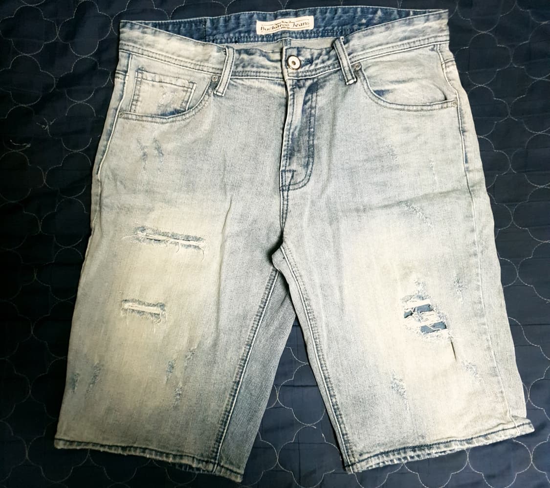 (빈티지) 버커루 디스트로이드 워싱 데님 반바지 라이트블루 (33) 상품이미지1