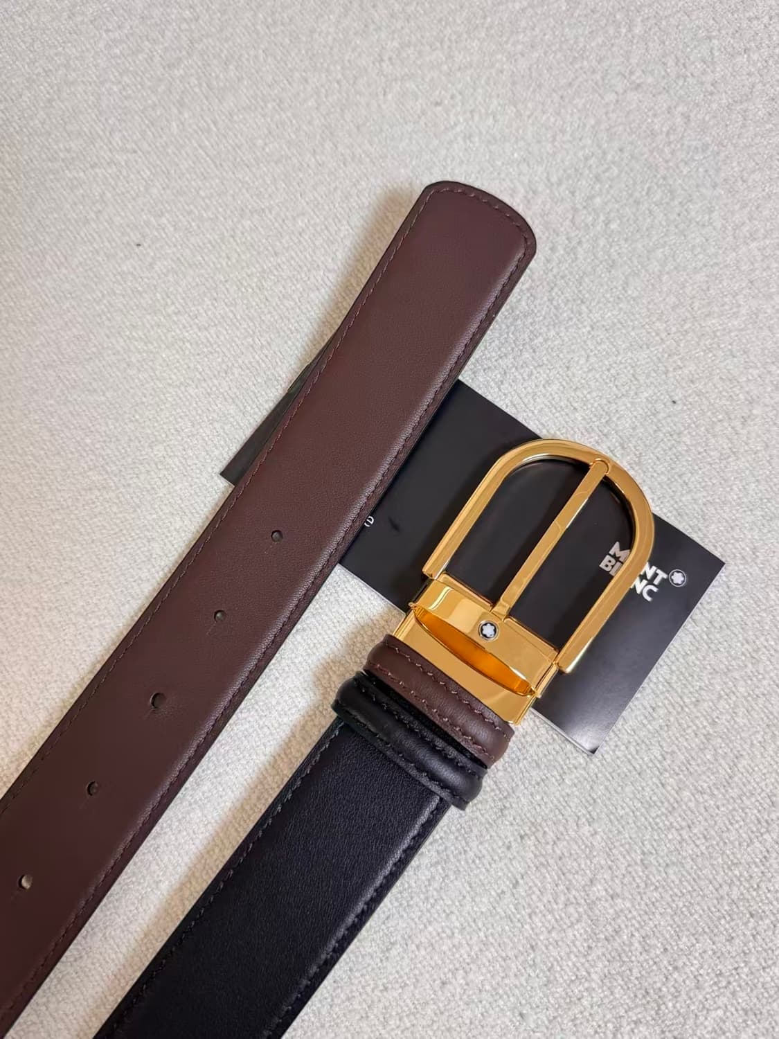 【정품】몽블랑 골드 버클 가죽 벨트 90cm/3.5cm 상품이미지3