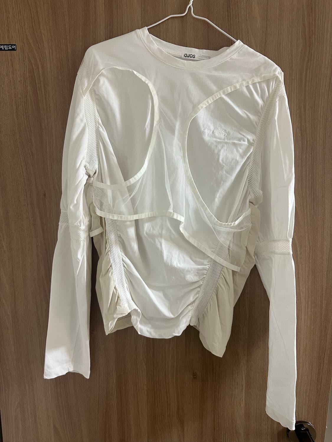 오호스 메쉬 밴드 롱슬리브 화이트 티셔츠 상품이미지1