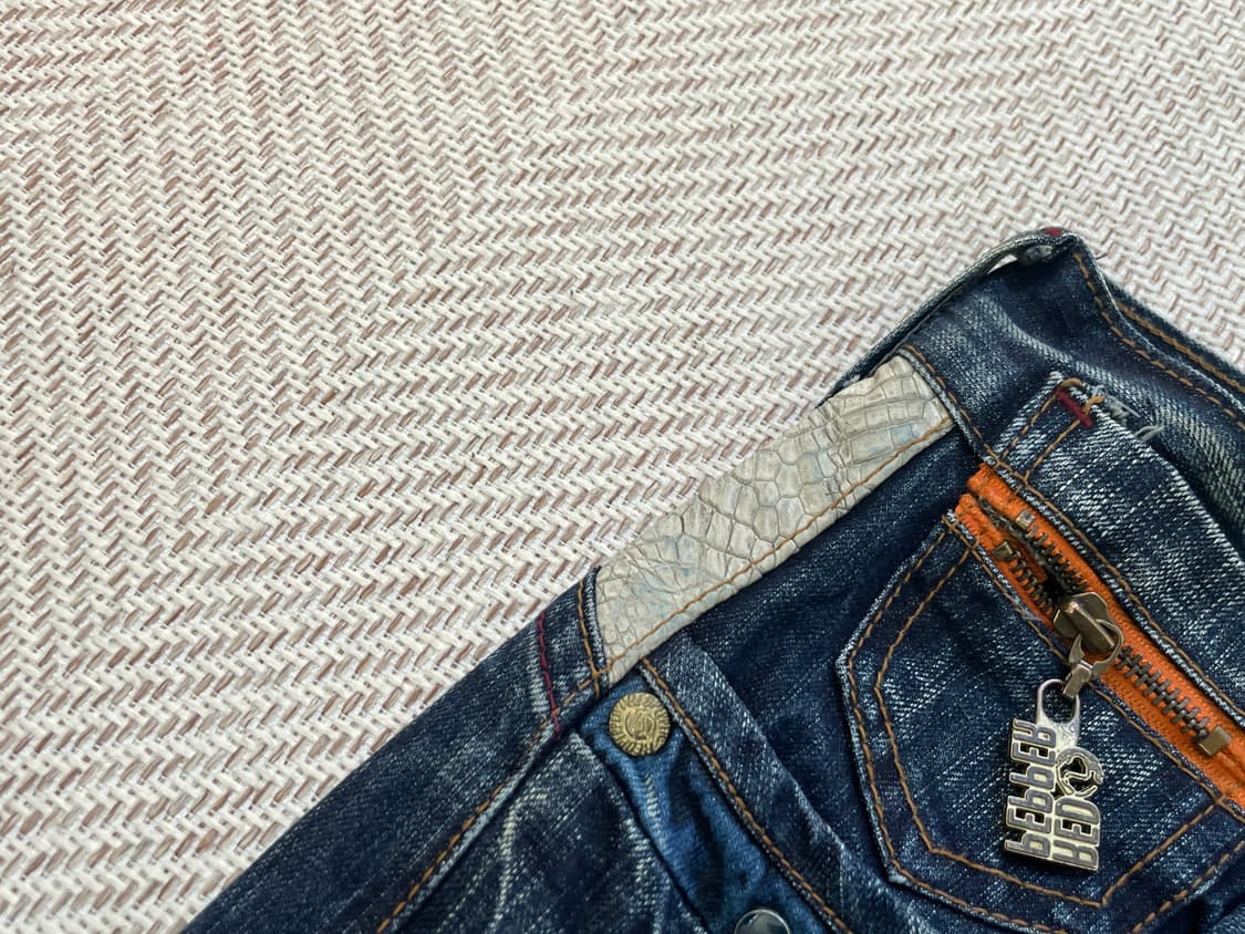 레드페퍼 빈티지 워싱 크로커다일 큐빅 데님팬츠 J04033 상품이미지6