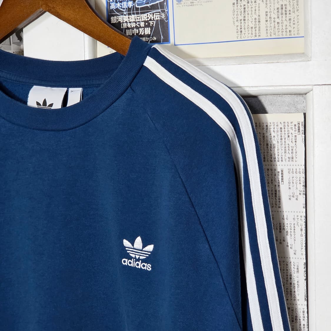 아디다스 블루그린 삼선 약기모 맨투맨 상품이미지3