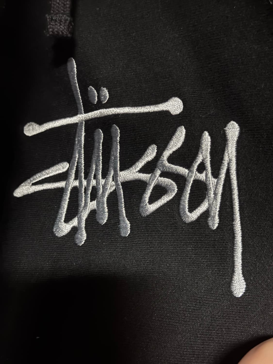 스투시 베이직 아플리케 후드 블랙 xl 상품이미지3