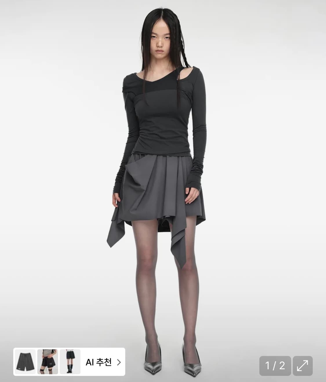 나체 FLOW DRAPING SHORTS CHARCOAL 상품이미지1