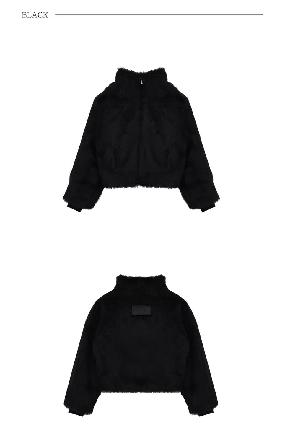 트리밍버드 하이넥 집업 퍼자켓 블랙 상품이미지6