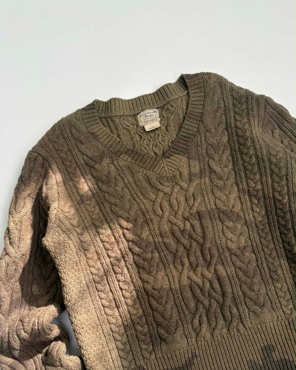[L] 폴로 랄프로렌 피셔맨 카모 브이넥 울 니트 스웨터 상품이미지5