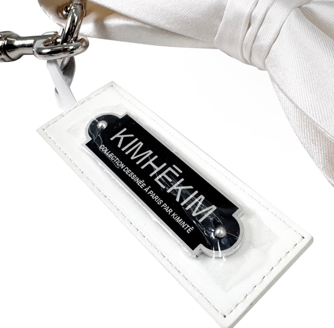 [OS] 김해김 시그니처 먼로 로고 울 실크 리본 키홀더 키링 화이트 상품이미지4