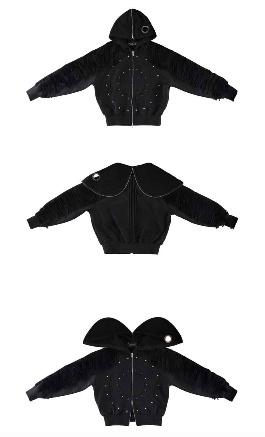 키묘NOMAD OPEN CAPE HOODED JACKET IN BLACK 상품이미지3