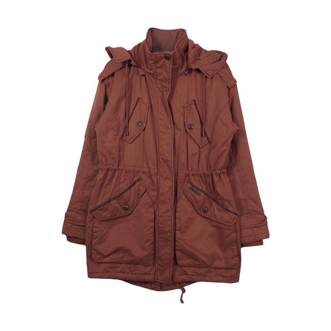 버커루 빈티지 버건디 후드 사파리 야상 S 상품이미지1