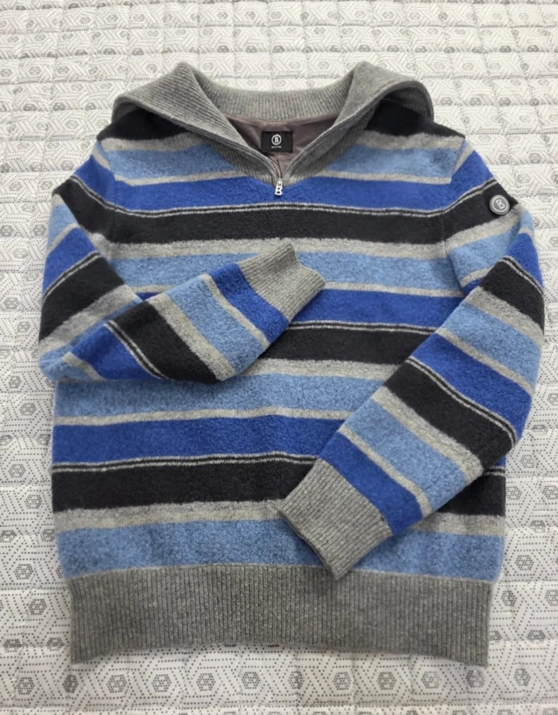 보그너 남성 스트라이프 반집업 니트 95 상품이미지1