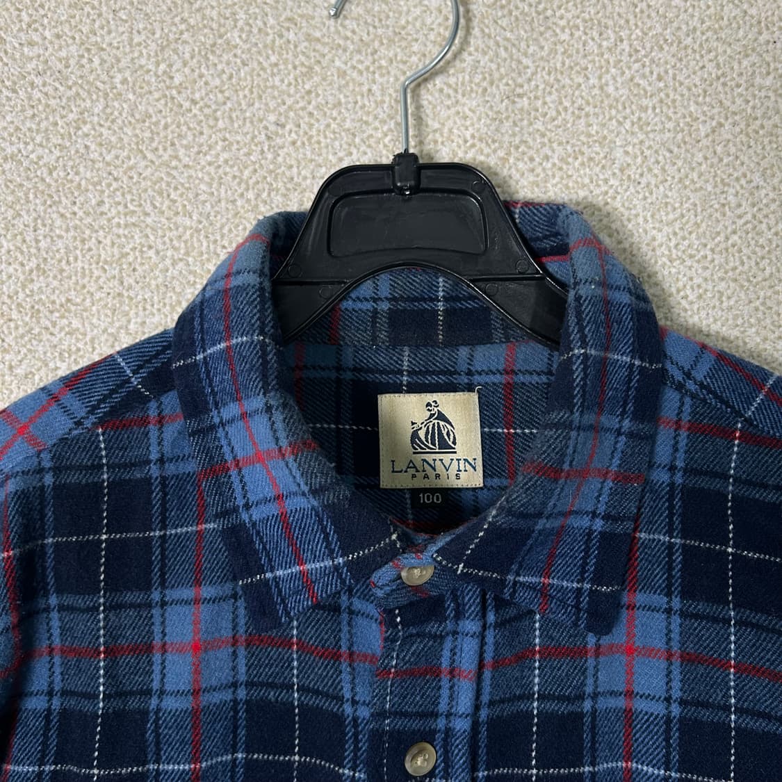 (L) 90s 랑방 플란넬 체크 셔츠  상품이미지5