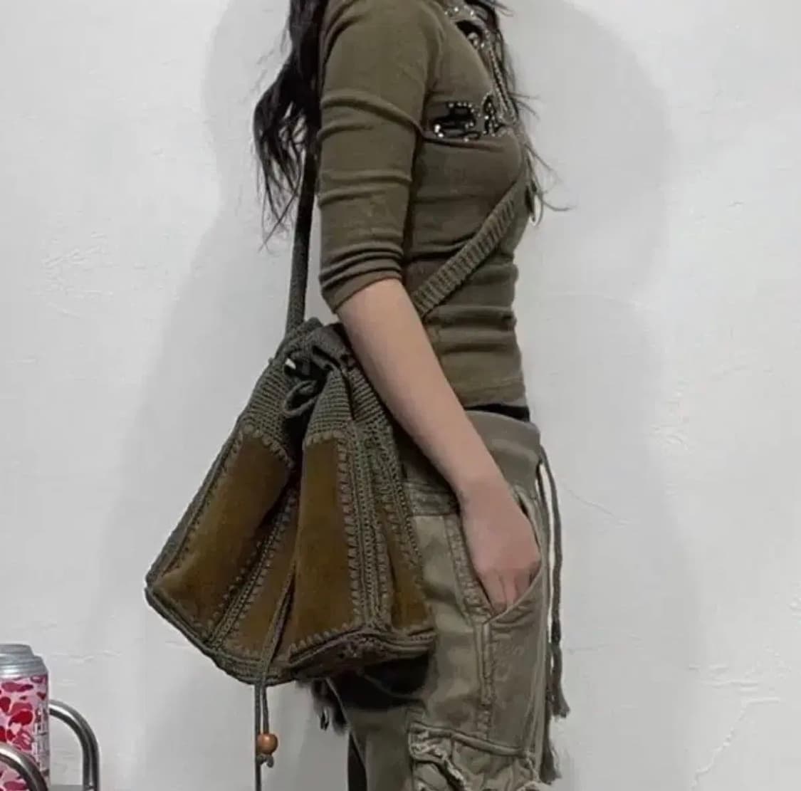 그런지 모리 뜨개 투웨이 복조리백 상품이미지3