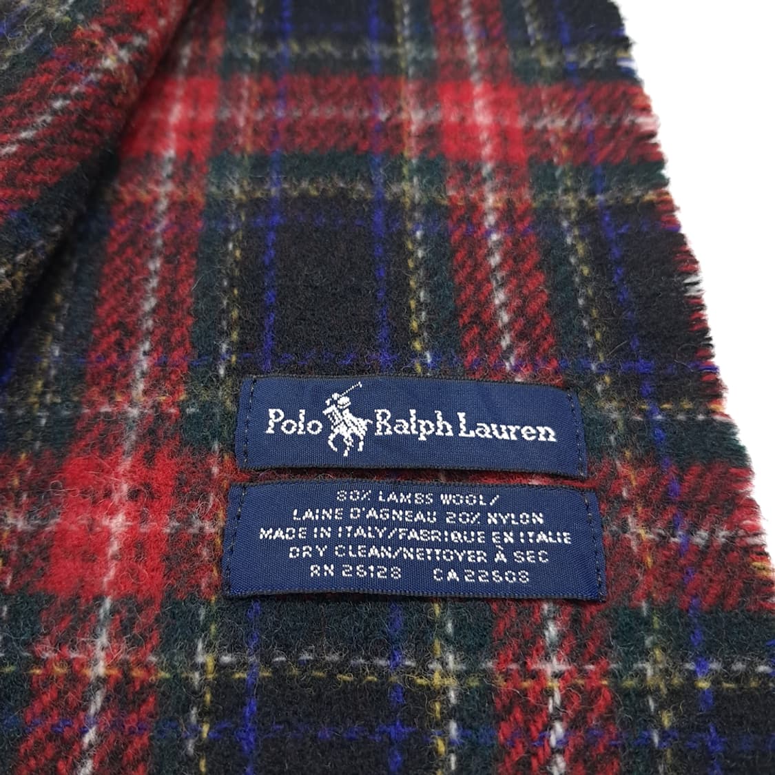 MX596 폴로 90s 이태리판 램스울 타탄체크 레드 머플러 목도리 상품이미지5