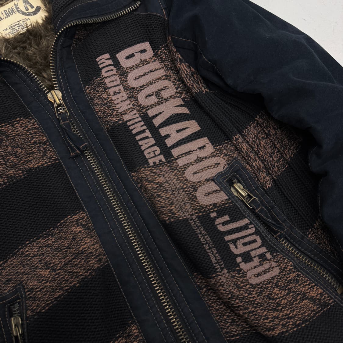 버커루 Y2K 락 펑크 빅로고 퍼 니트집업 상품이미지4