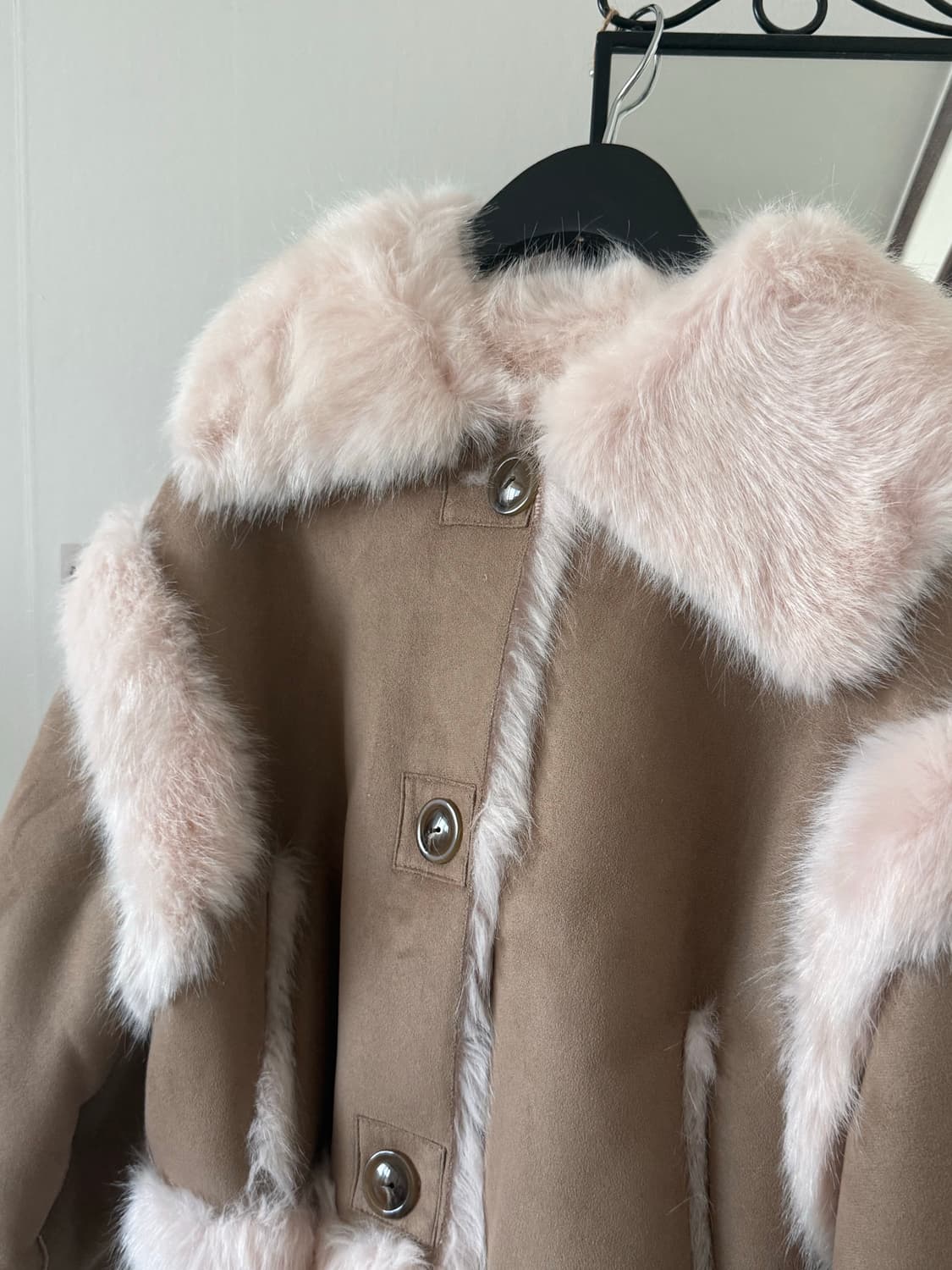 쓰리타임즈 bunny fur coat (핑크 브라운) 상품이미지7