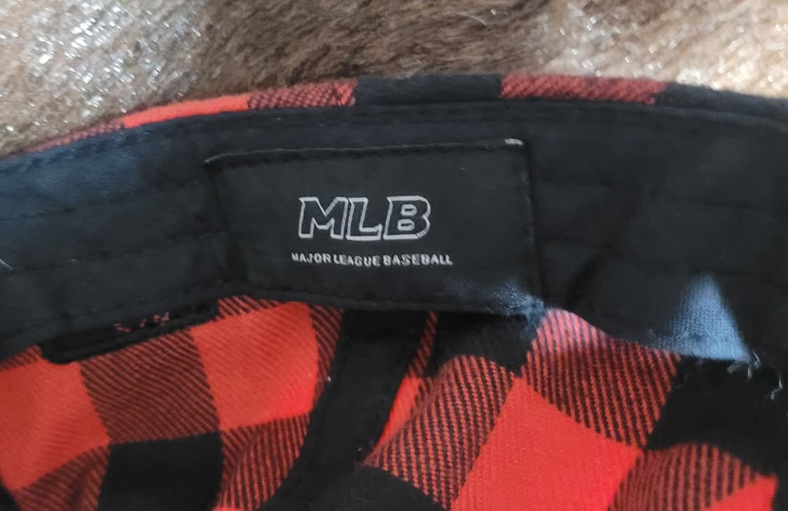 MLB(뉴욕 양키스)레드&블랙 체크 패턴 야구모자 상품이미지7