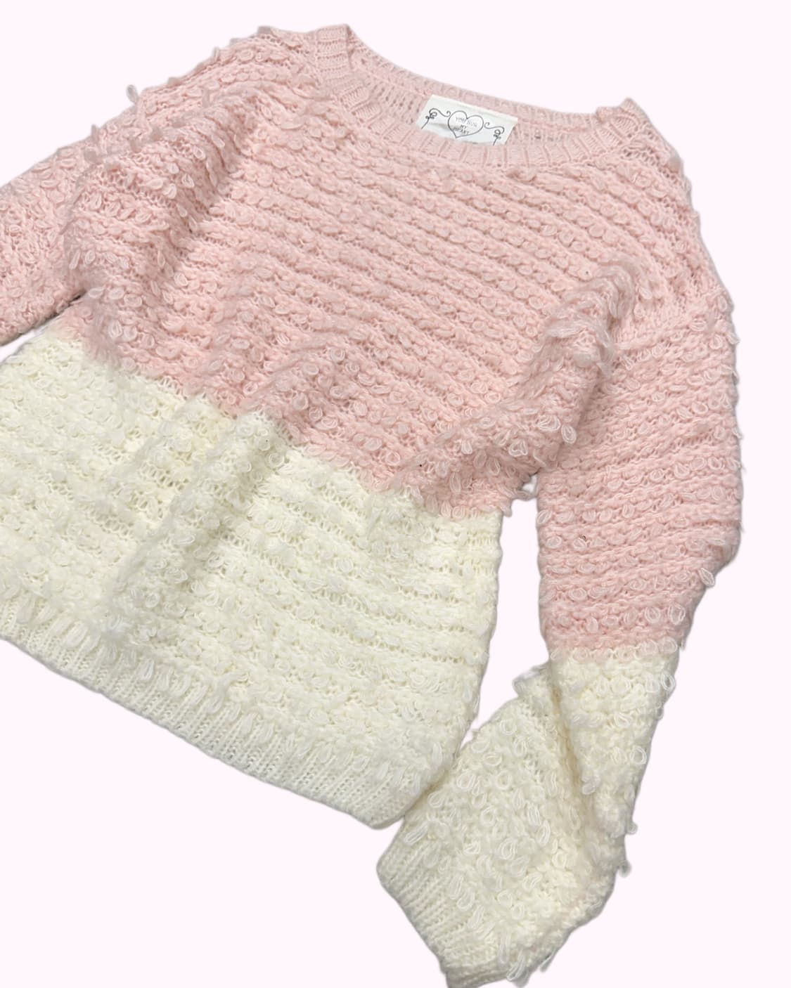 pink cream 2-tone knit 상품이미지3