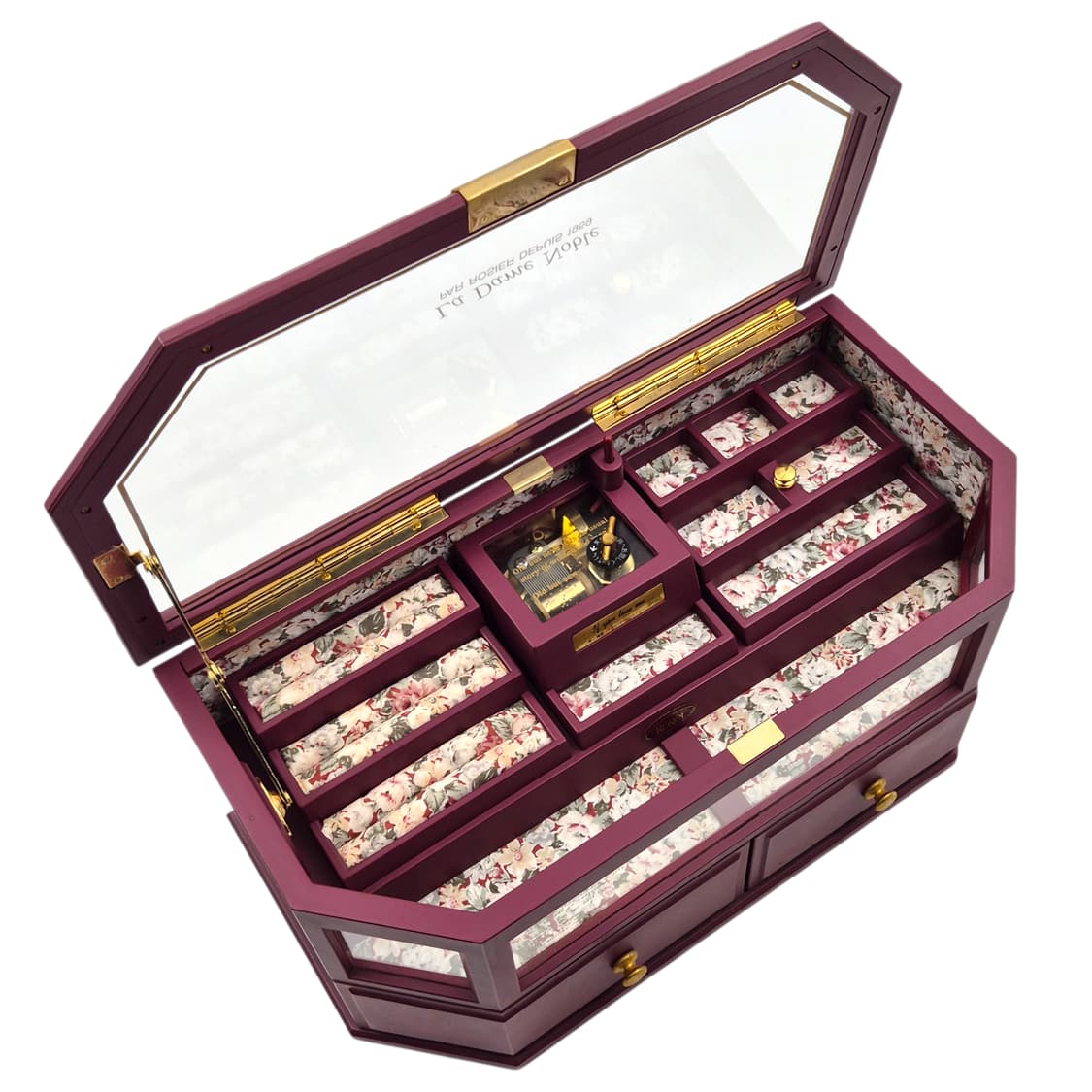 90s 로지에 플로랄 오르골 특대형 서랍 보석함 상품이미지3
