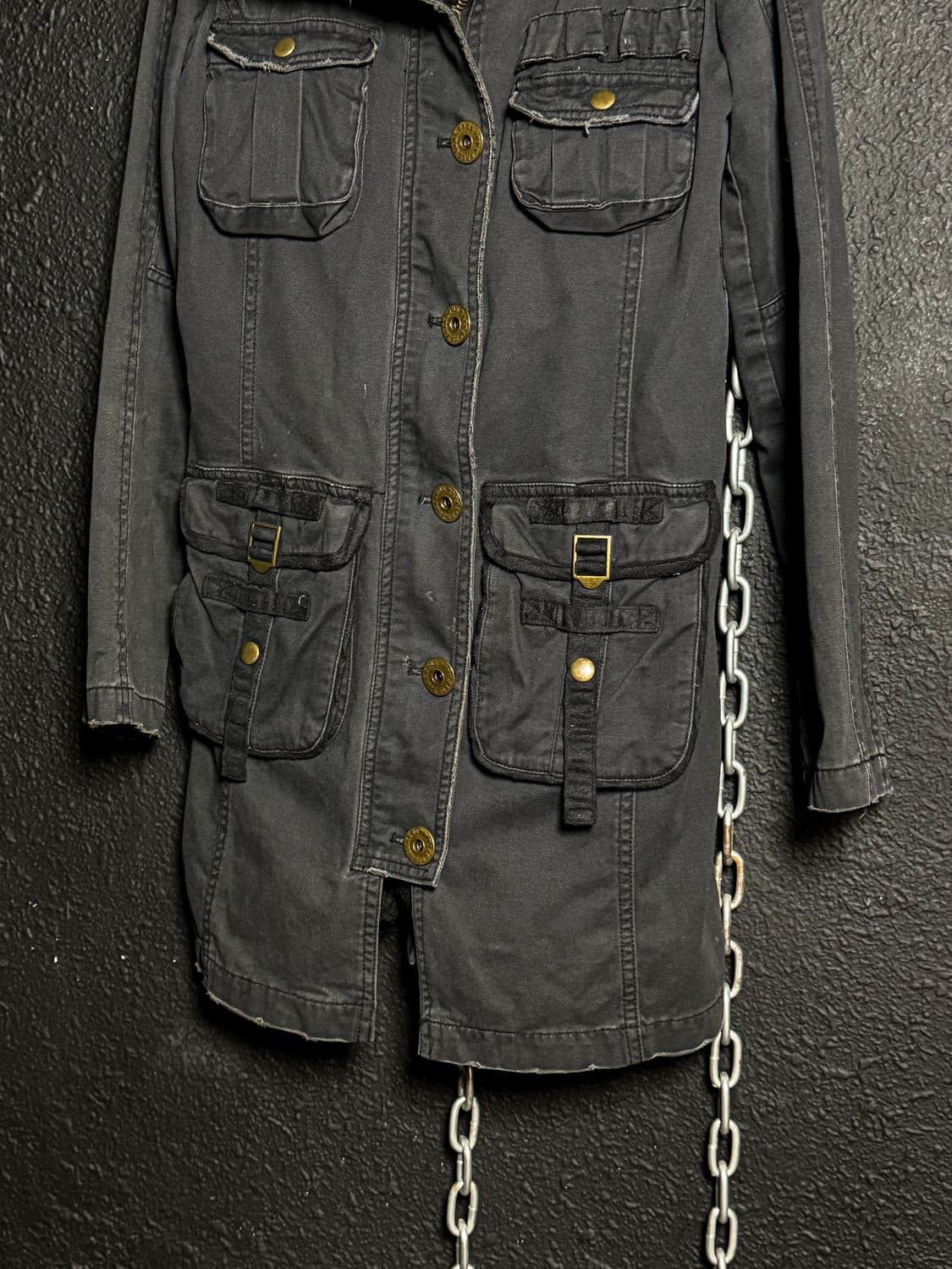 Black slim-fit fur hooded field jacket   상품이미지6