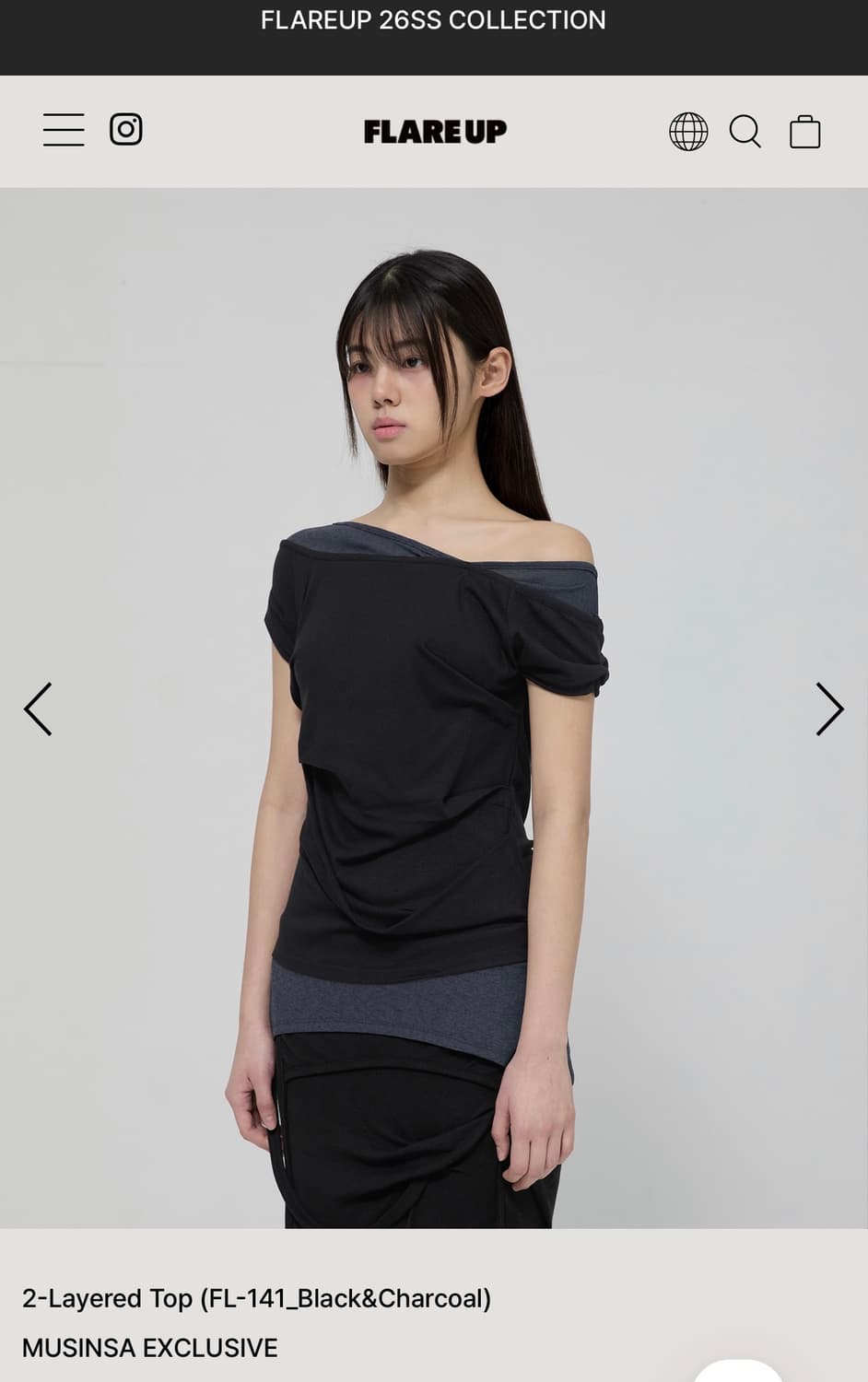 플레어업 레이어드 블랙 반팔 티셔츠 (새상품) 상품이미지1