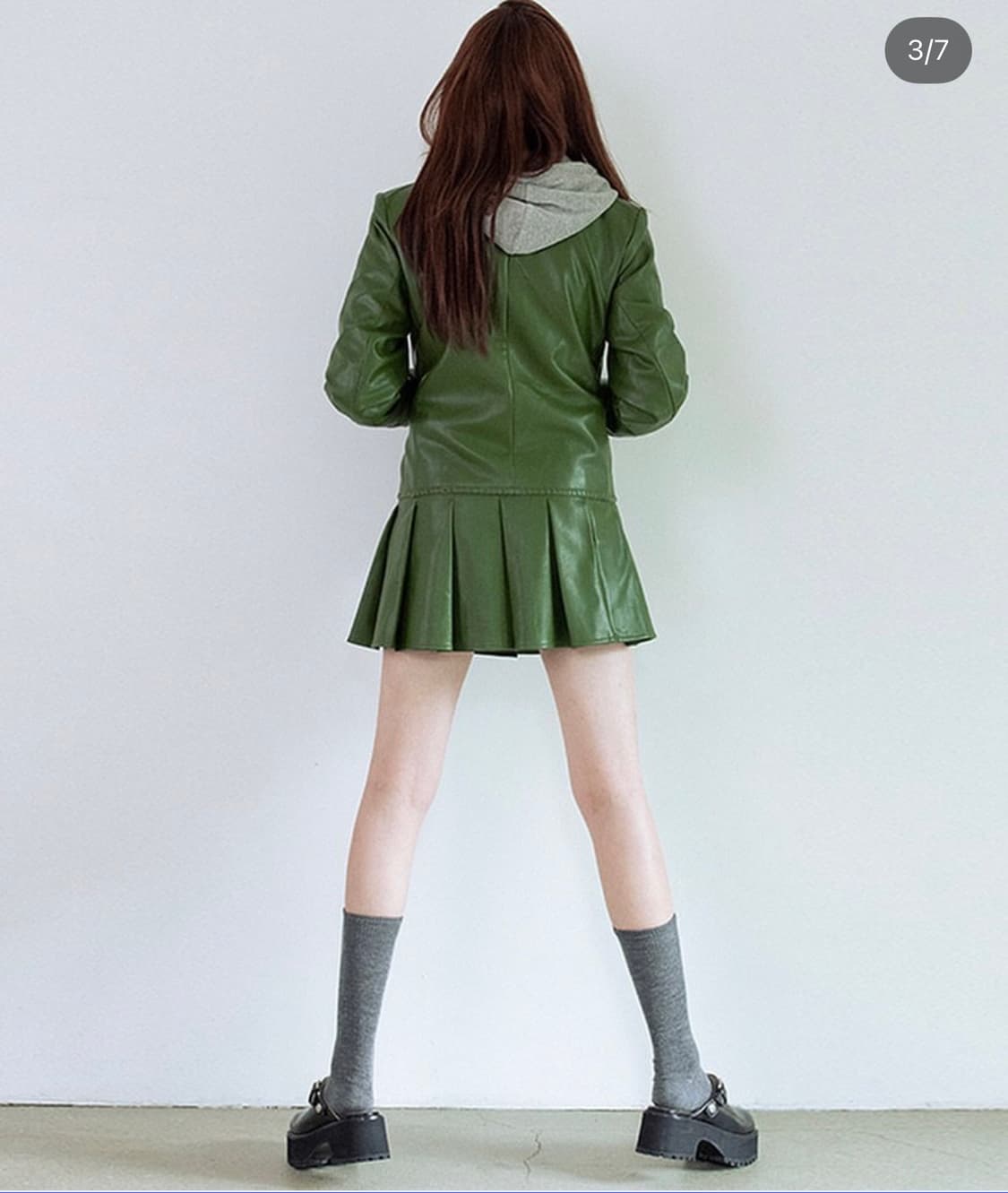 일구구일 스냅 레더 자켓 스커트 셋업 상품이미지5