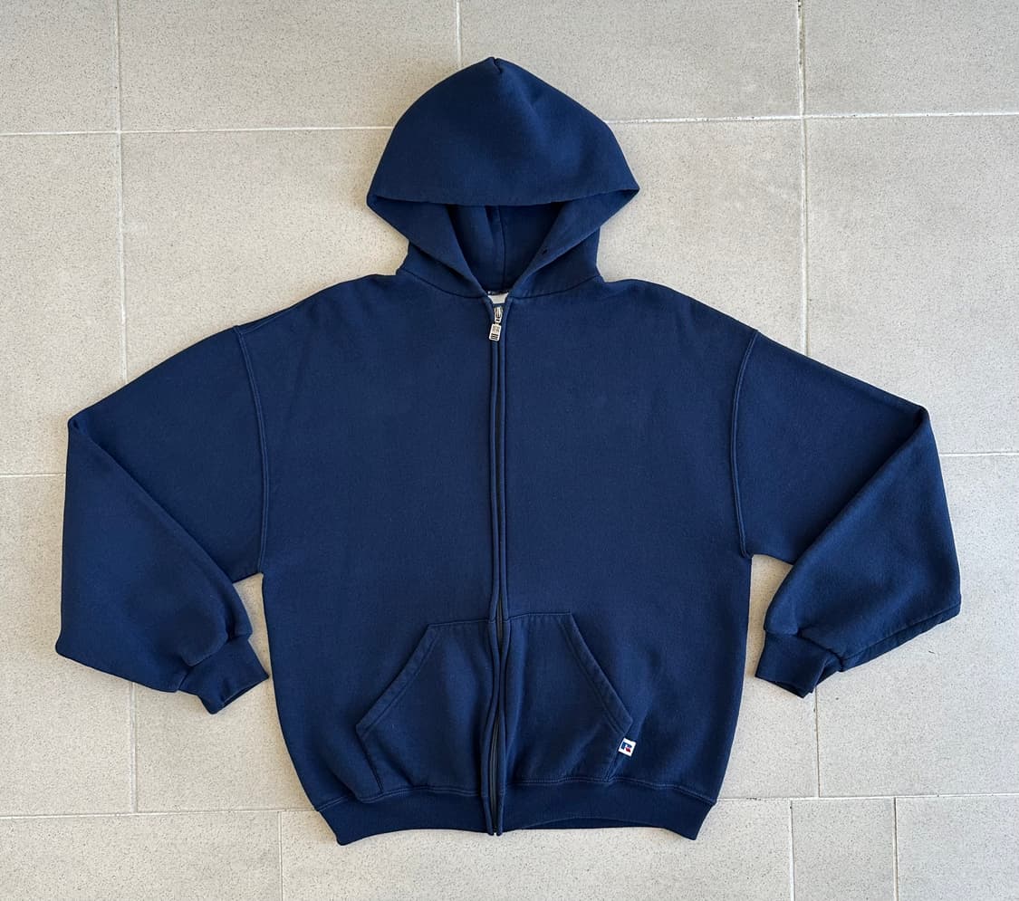 90s 빈티지 러셀 후드집업 네이비 L 상품이미지1