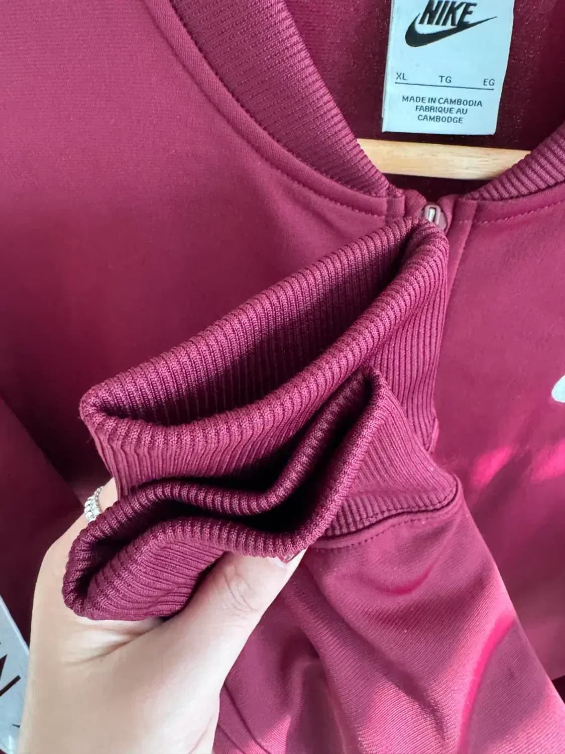 나이키 여성 저지 트레이닝 집업 XL 버건디 상품이미지3