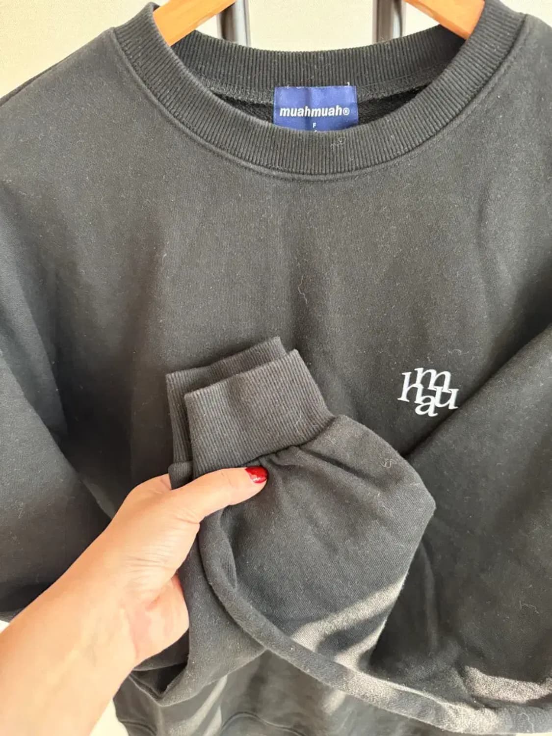 무아무아 여성 블랙 맨투맨 F사이즈 상품이미지6